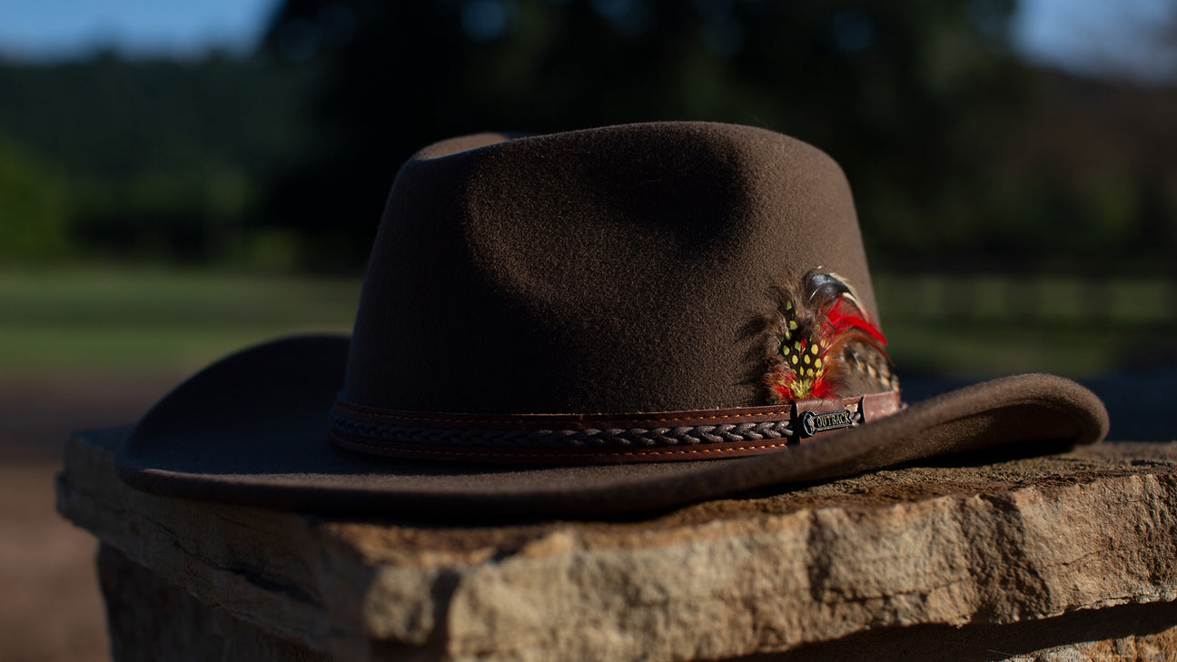 Australian Hat Genuine Leather Black Aussie Hats Bush Style Cowboy Outback  Hat