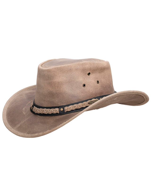 Outback Trading Company Wagga Wagga Leather Hat Antelope Rough Cut / SM 1367-ARC-SM 789043387711 Leather Hats