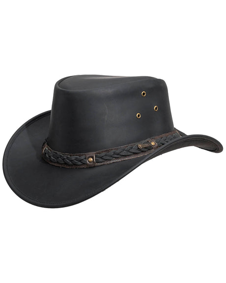 Outback Trading Company Wagga Wagga Leather Hat Black / SM 1367-BLK-SM 089043910927 Leather Hats