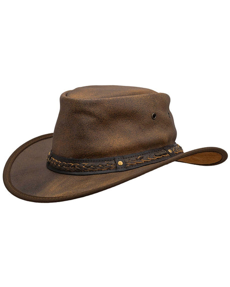 Outback Trading Company Iron Bark Leather Hat Brindle Brown / SM 1377-BDL-SM 789043409673 Leather Hats