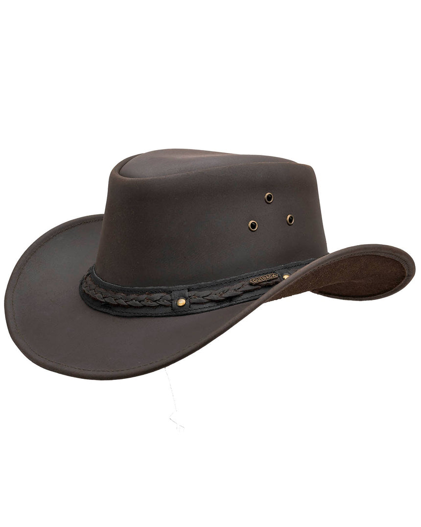 Outback Trading Company Wagga Wagga Leather Hat Chocolate / SM 1367-CHO-SM 089043910880 Leather Hats