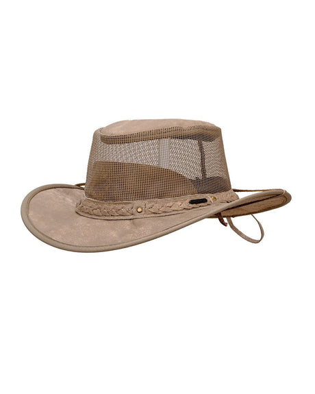 Outback Trading Company Wagga Wagga with Mesh Leather Hat TAN / SM 13022-TAN-SM 789043424225 Leather Hats