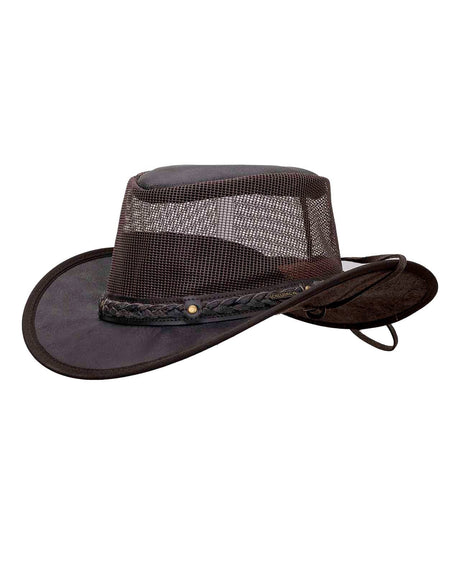 Outback Trading Company Wagga Wagga with Mesh Leather Hat Leather Hats