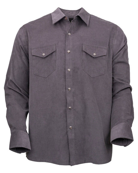 Outback Trading Company Men’s Bryce Corduroy Button Up Shirt Charcoal / SM 40259-CHR-SM 789043416404 Shirts & Tops