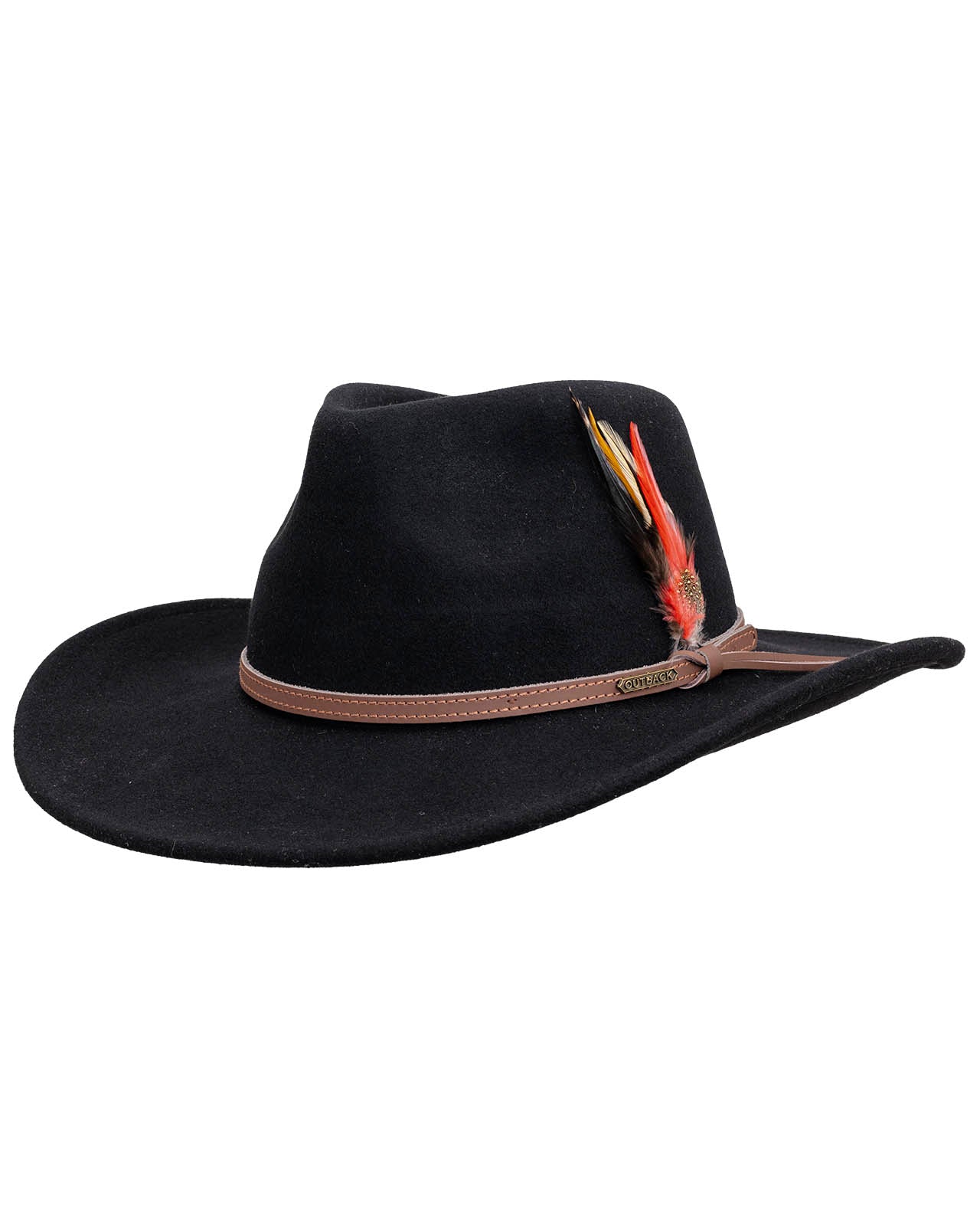 OUTBACK TRADING CO Black buy Felt Hat with Leather Conch Accent size 7 1/8