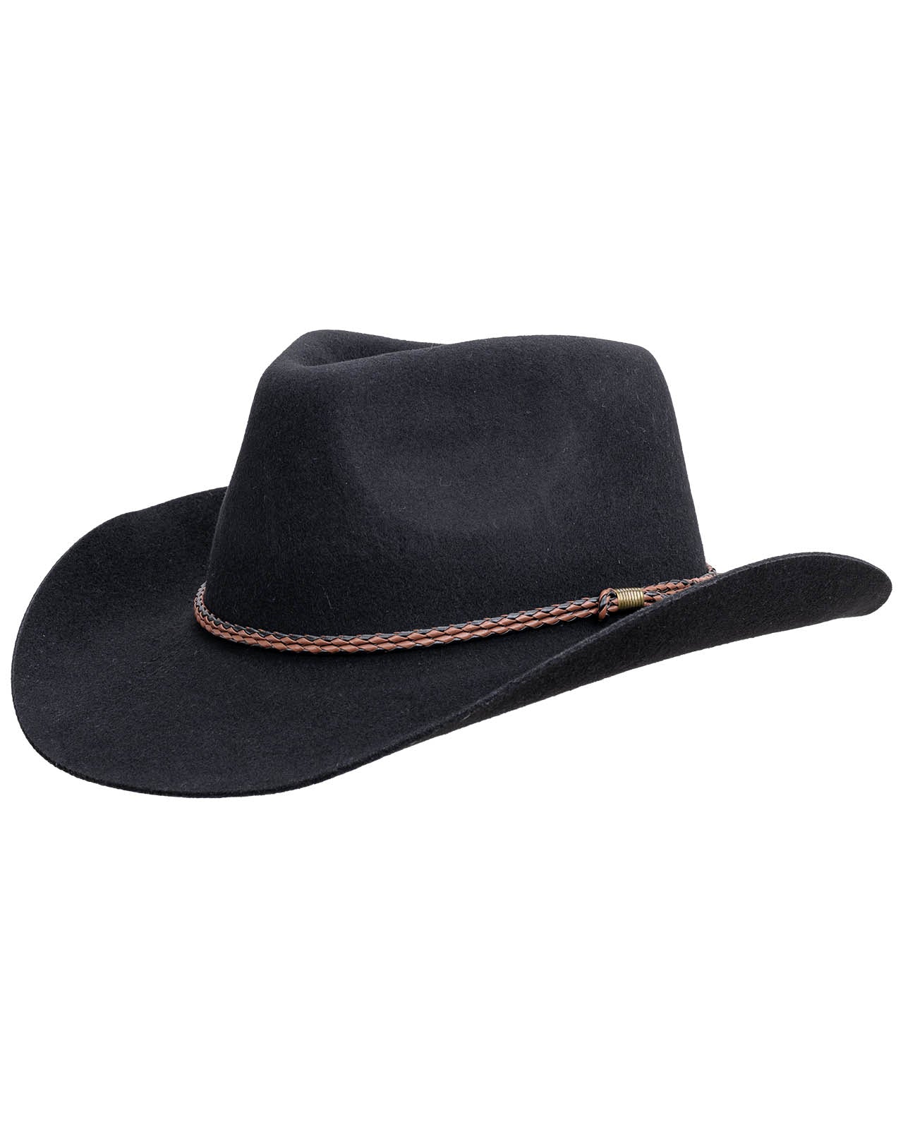 OUTBACK TRADING outlets CO Black Felt Hat with Leather Conch Accent size 7 1/8